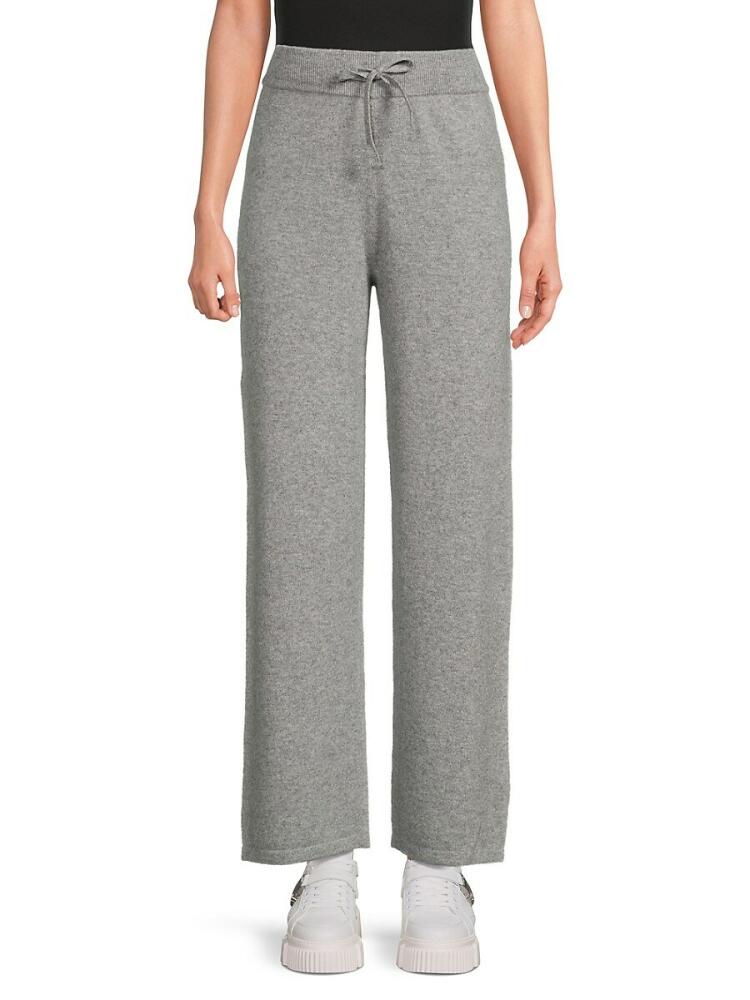 Saks Fifth Avenue Women's 100% Cashmere Wide Leg Pants - Storm Heather Cover