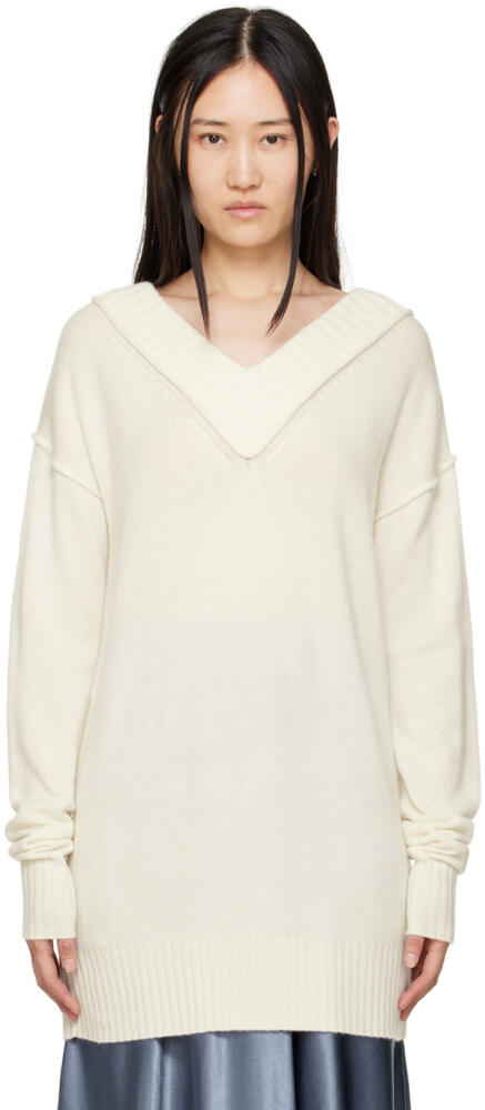 Sportmax White V-Neck Sweater Cover