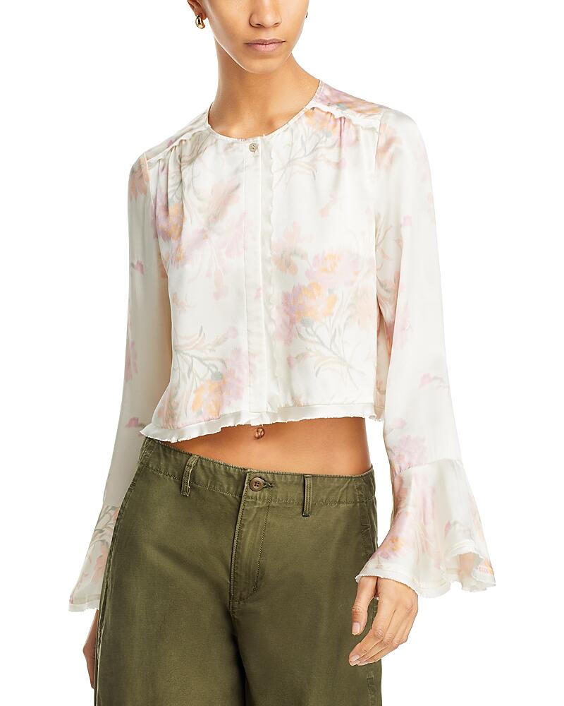 LoveShackFancy Lyndon Silk Floral Blouse Cover