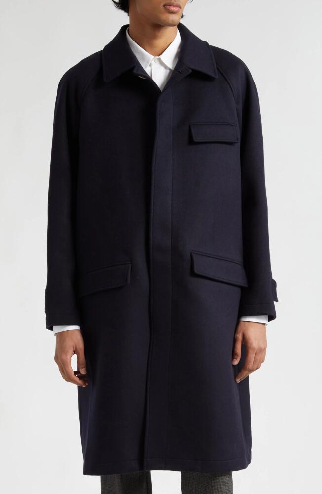 De Bonne Facture Parisian Raglan Sleeve Wool Coat in Navy Cover