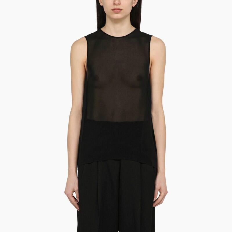 Ami Paris Semi-transparent black silk top Cover