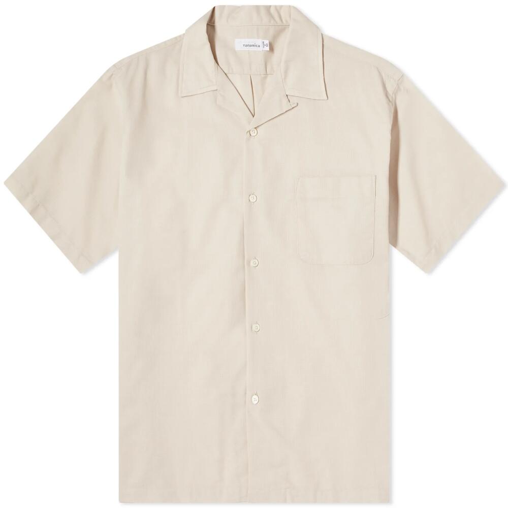 Nanamica Men's Short Sleeve Open Collar Panama Shirt in Natural Cover