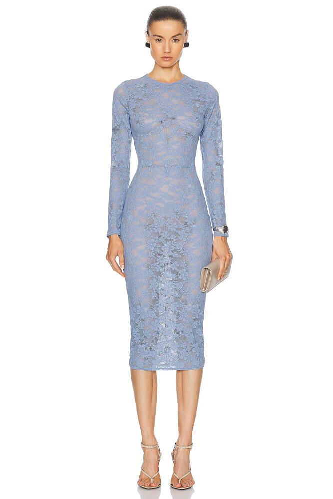 fleur du mal Le Stretch Multifit Lace Longsleeve Dress in Blue Cover