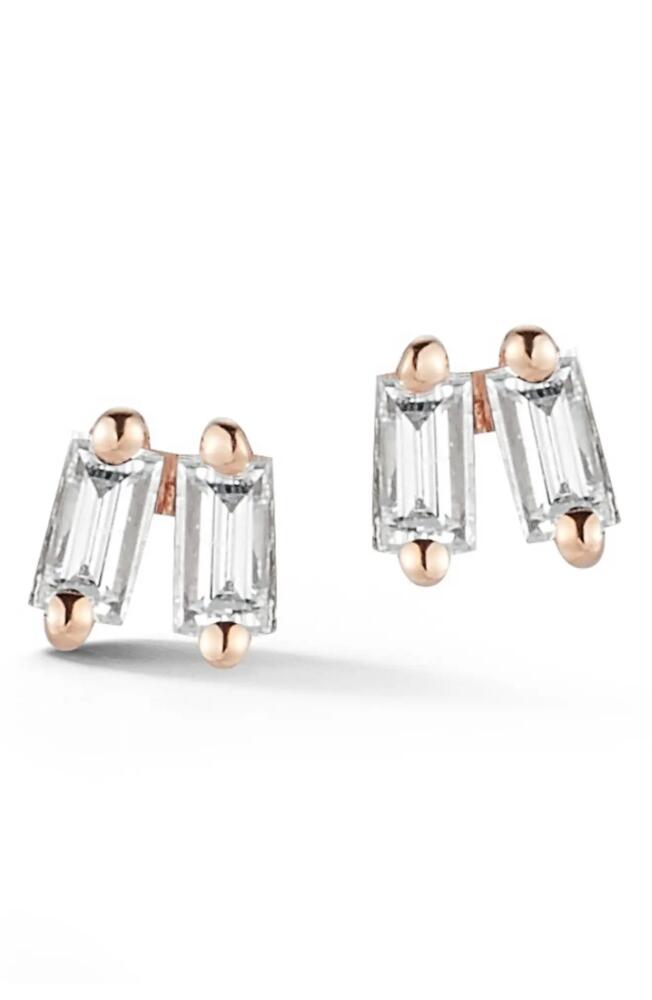 Dana Rebecca Designs Dana Rebecca Sadie Double Baguette Diamond Stud Earrings in Rose Gold Cover