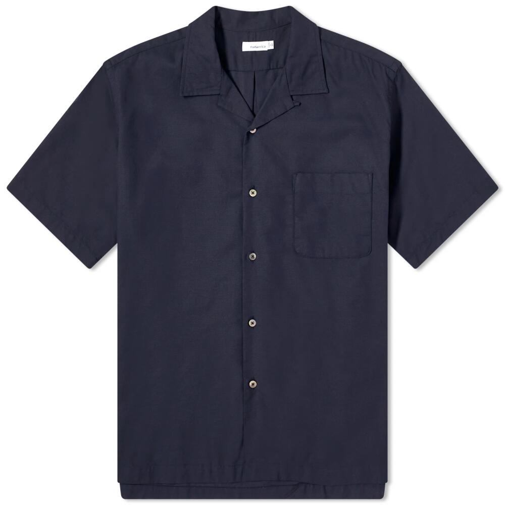 Nanamica Men's Short Sleeve Open Collar Panama Shirt in Navy Cover