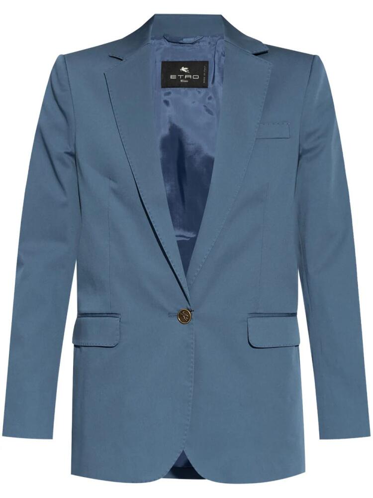 ETRO single-breasted cotton blazer - Blue Cover