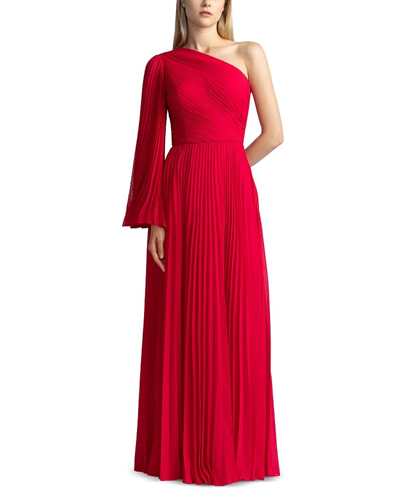 Zac Posen One Shoulder Pleated Gown Cover