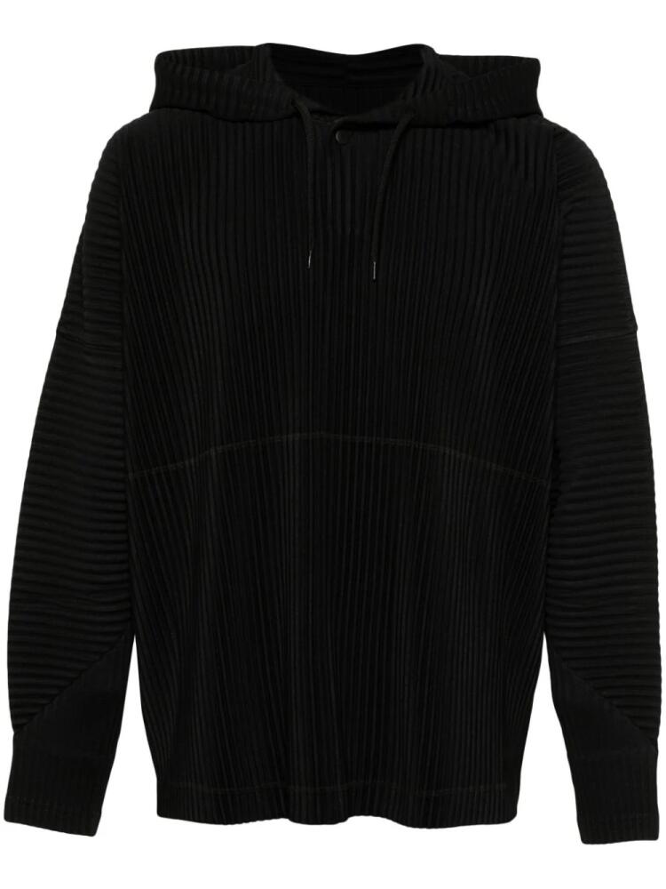 Homme Plissé Issey Miyake pleated drawstring hoodie - Black Cover