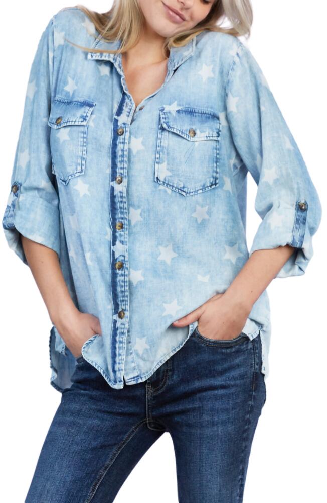 Billy T Star Print Denim Button-Up Shirt in Big Star Cover