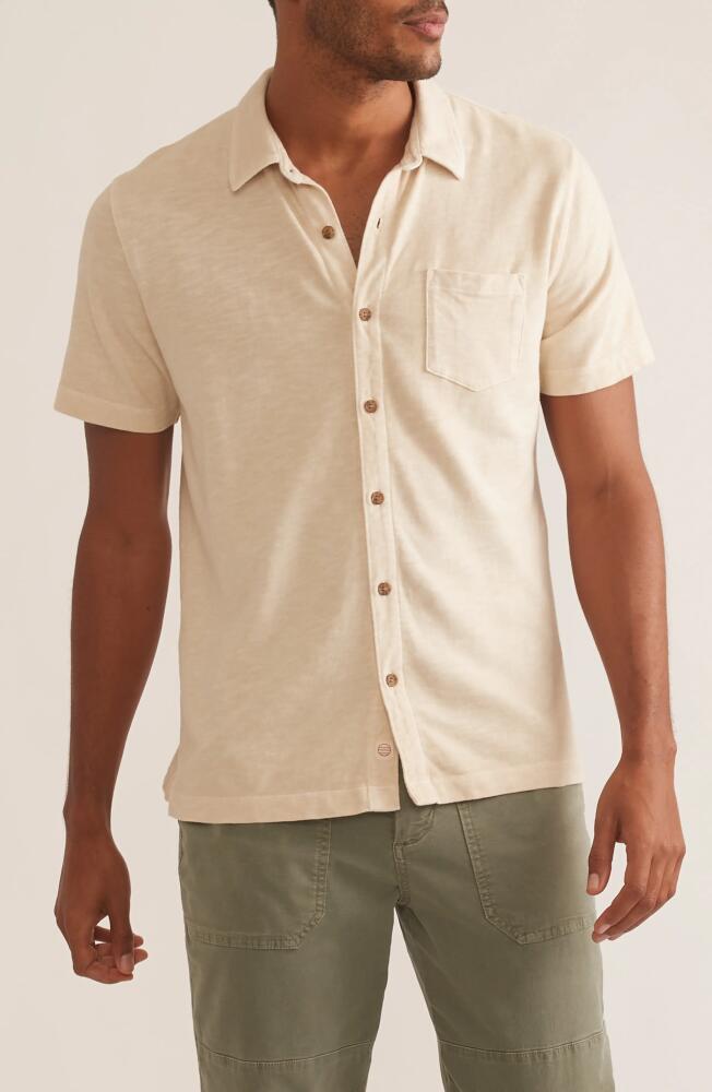 Marine Layer Heavy Slub Cotton Button-Up Shirt in Sand Cover