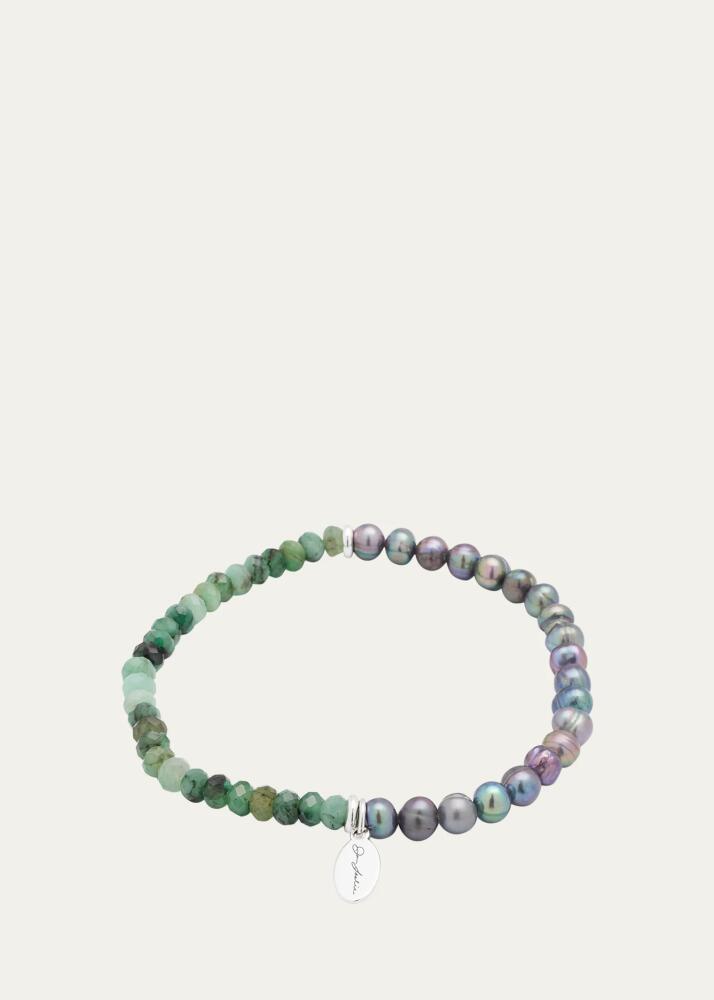 Jan Leslie Men's Grey Freshwater Pearl and Gemstone Split Beaded Bracelet Cover