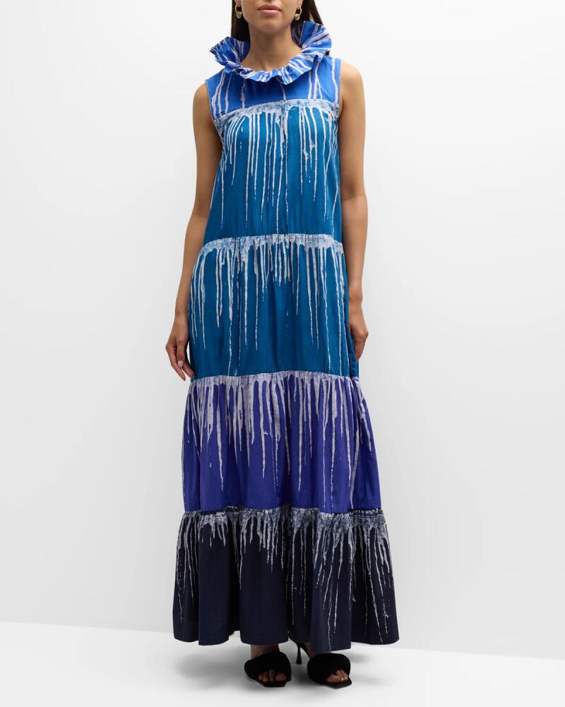 Busayo Sesan Sleeveless Drip Paint Tiered Maxi Dress Cover