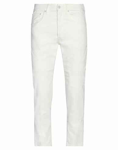 (+) People Man Pants White Cotton, Elastane Cover