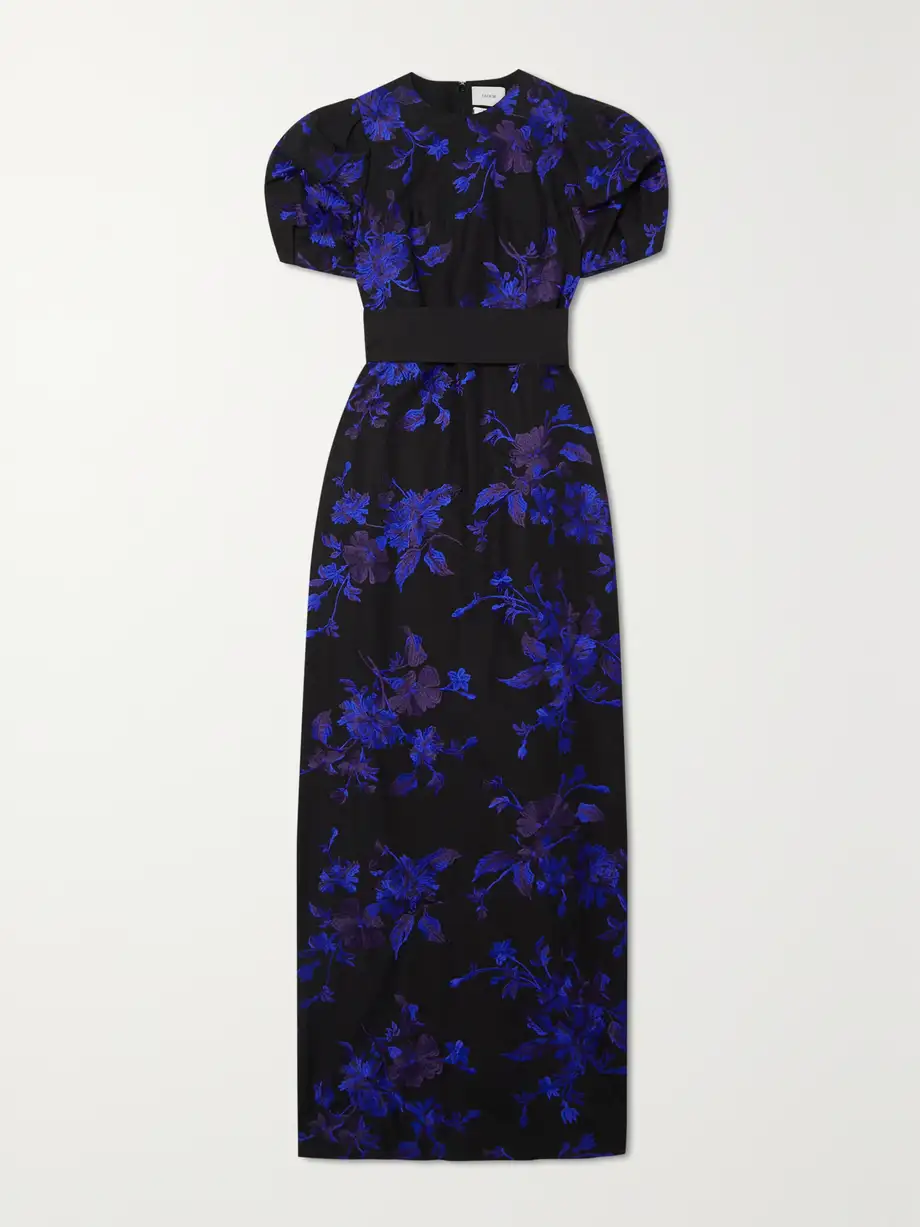 Erdem - Belted Embroidered Cotton-faille Gown - Black Cover