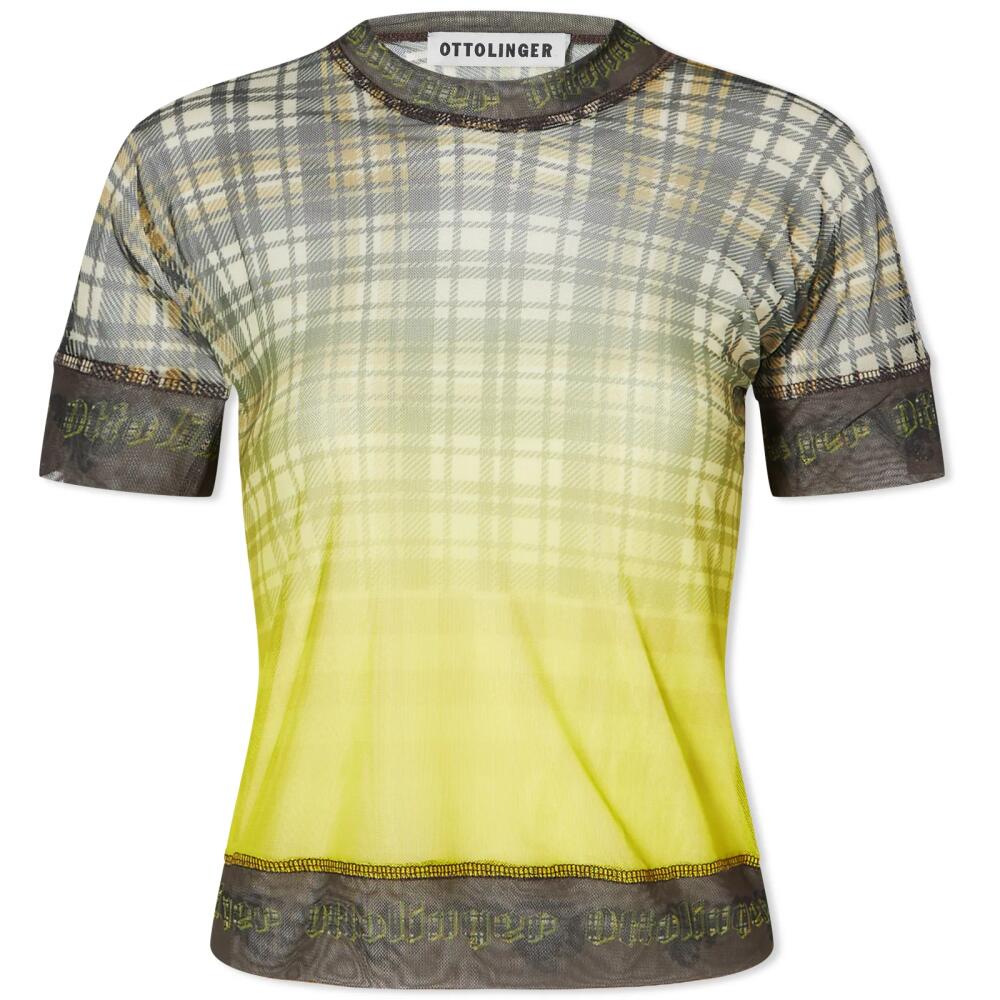 Ottolinger Women's Mesh T-Shirt in Yellow Plaid Cover