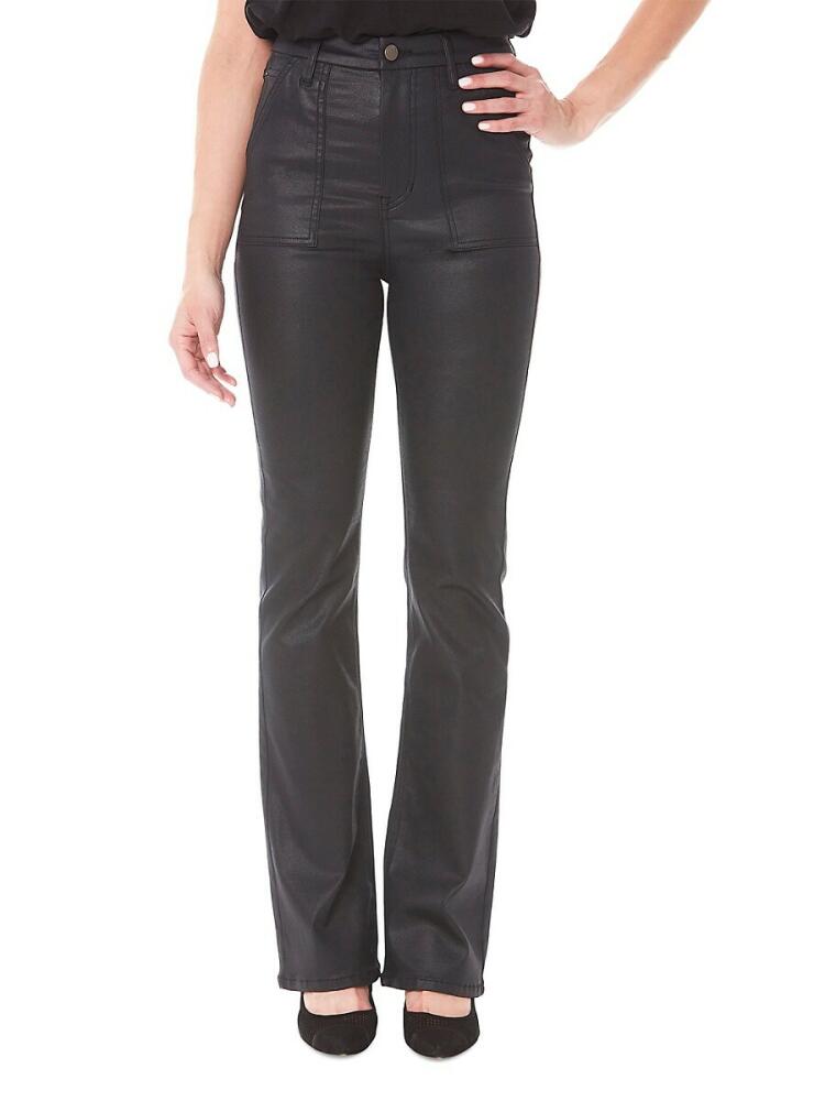 Nicole Miller Women's Glisten High Rise Coated Bootcut Jeans - Black Cover