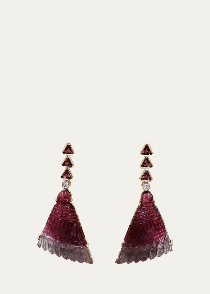 Stephen Dweck Watermelon Tourmaline and Diamond Earrings in 18K Gold Cover