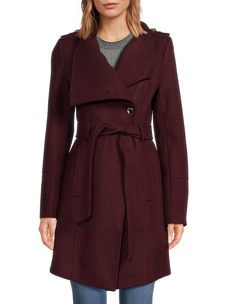 Guess Women's Wool Blend Trench Jacket - Wine Cover