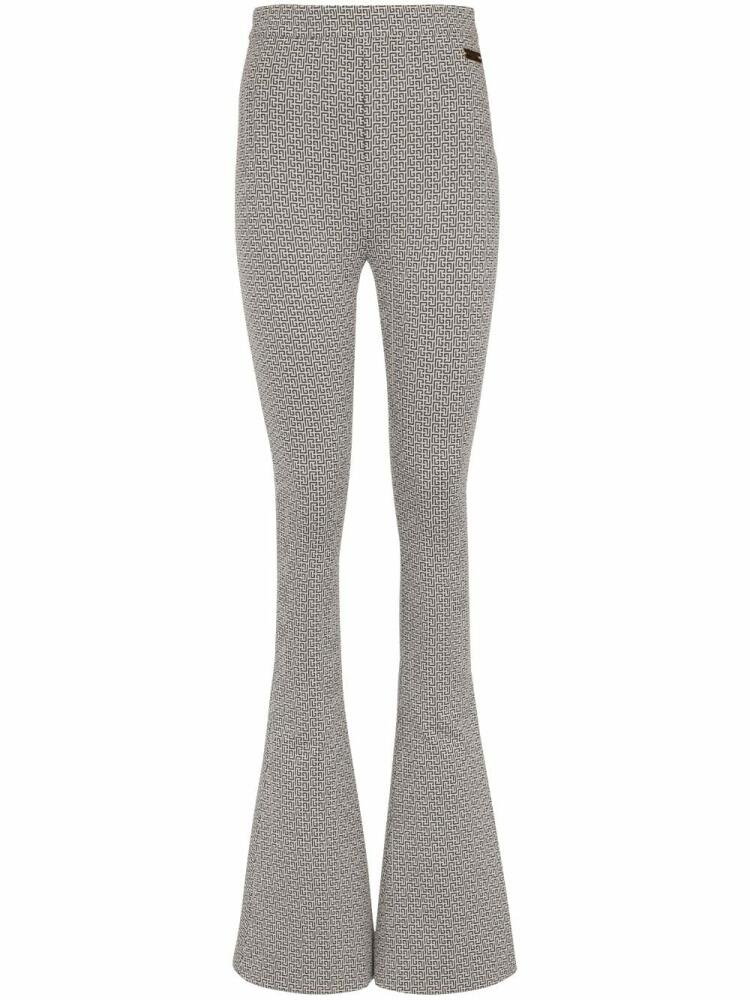 Balmain monogram jacquard flared trousers - Grey Cover