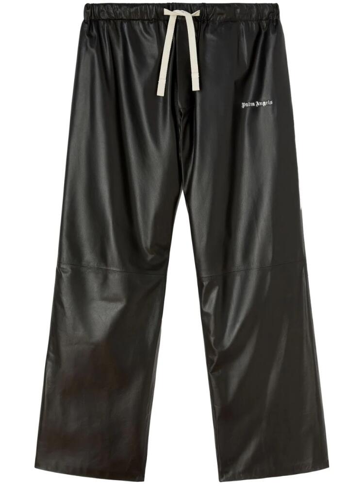 Palm Angels logo-print leather track pants - Black Cover