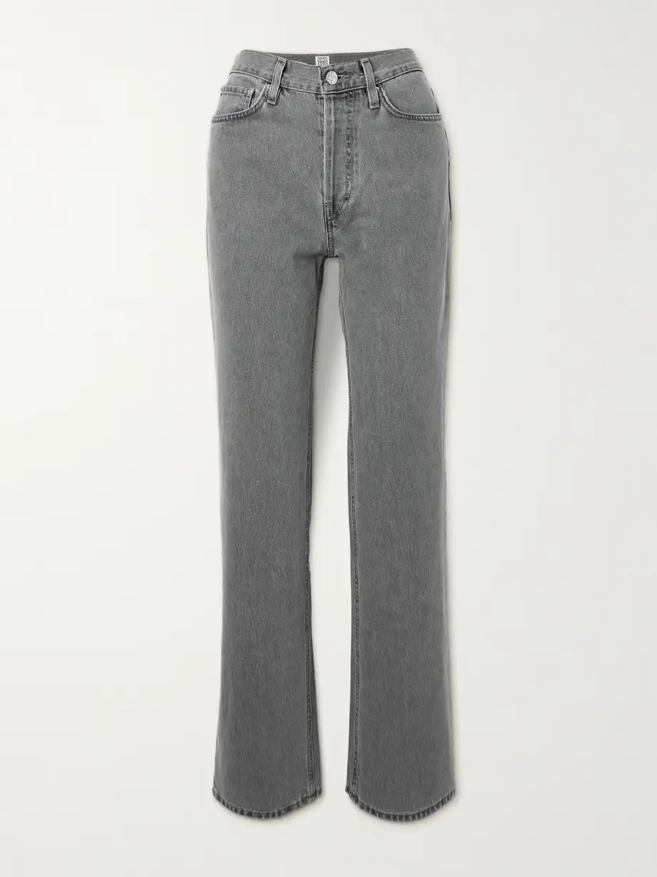 TOTEME - High-rise Straight-leg Organic Jeans - Gray Cover