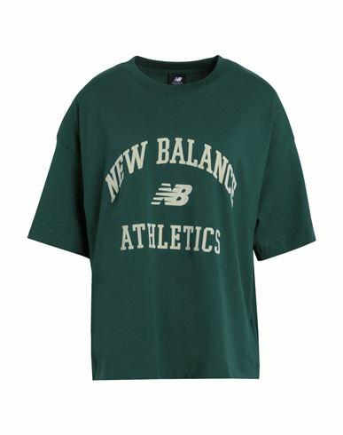 New Balance Athletics Varsity Boxy T-shirt Woman T-shirt Dark green Cotton Cover