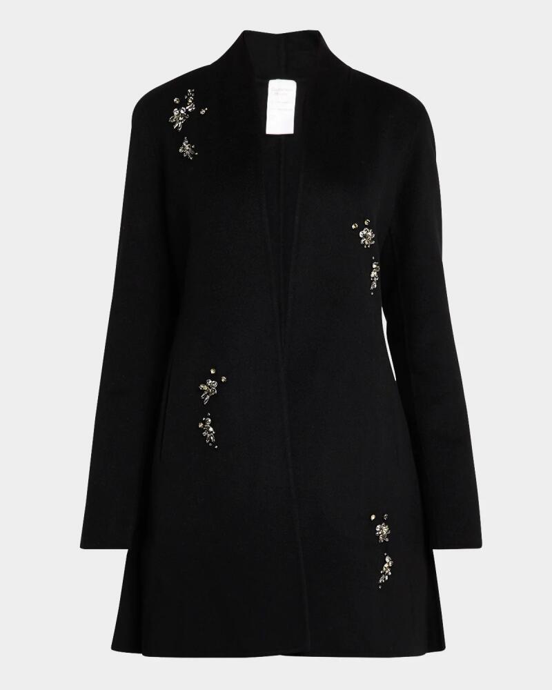 Neiman Marcus Cashmere Collection Double-Faced Cashmere Rhinestone Coat Cover