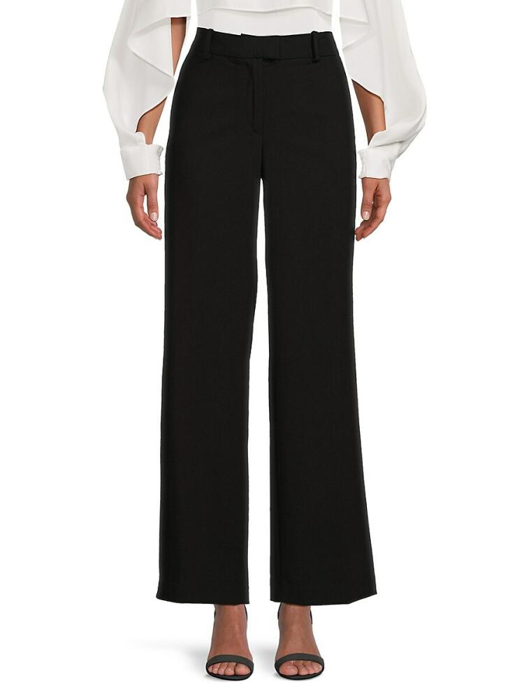 DKNY Women's Solid Wide Leg Pants - Black Cover