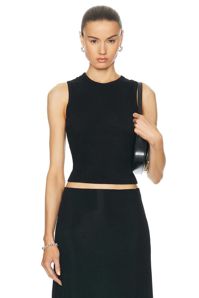 LESET Julien Sleeveless Crew Top in Black Cover