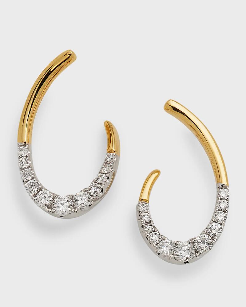 Frederic Sage 18K Yellow and White Gold Small Oval Micro-Set Diamond and Polished Earrings Cover