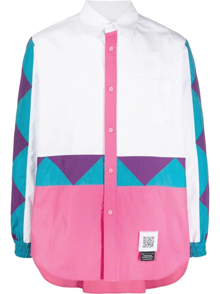 Fumito Ganryu colour-block windbreaker shirt - White Cover