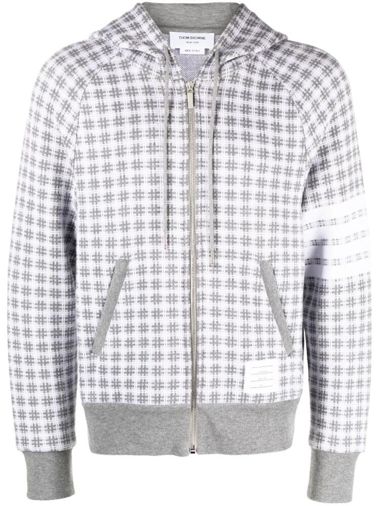 Thom Browne checked jacquard zip-up hoodie - Grey Cover