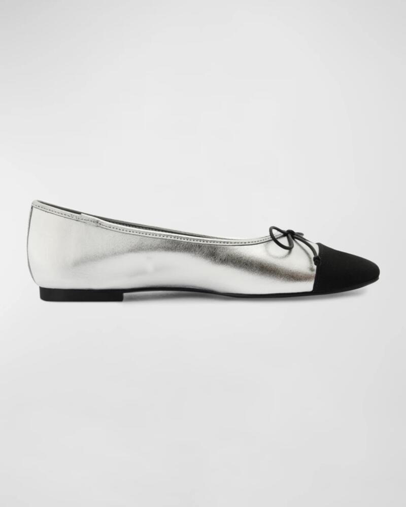 Schutz Arissa Metallic Bow Cap-Toe Ballerina Flats Cover