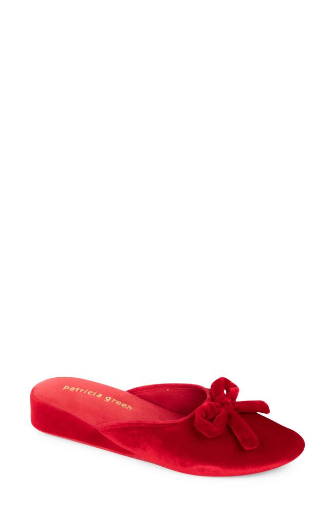 patricia green Velvet Bow Wedge Slipper in Red Cover