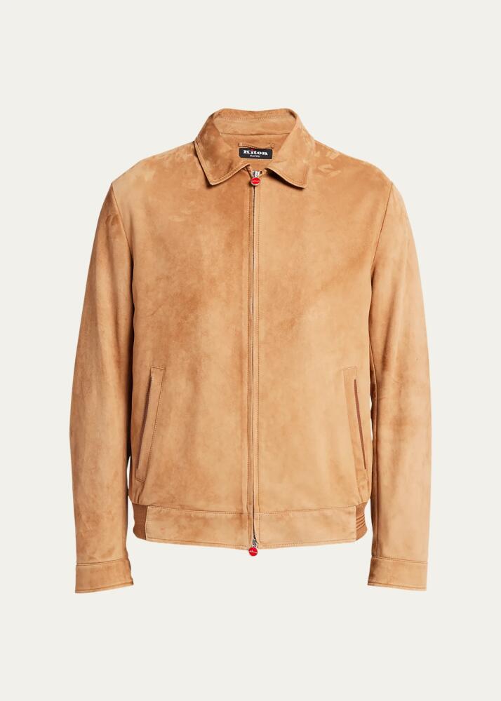 Kiton Men's Suede Bomber Jacket Cover