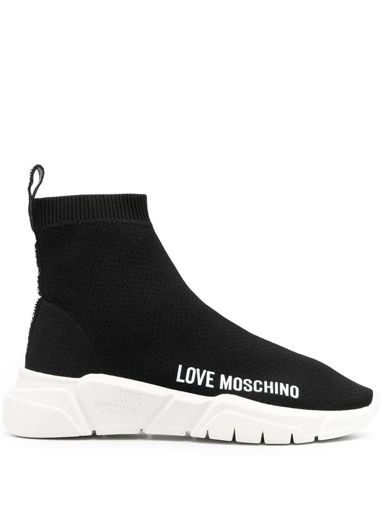 Love Moschino logo print slip-on sneakers - Black Cover