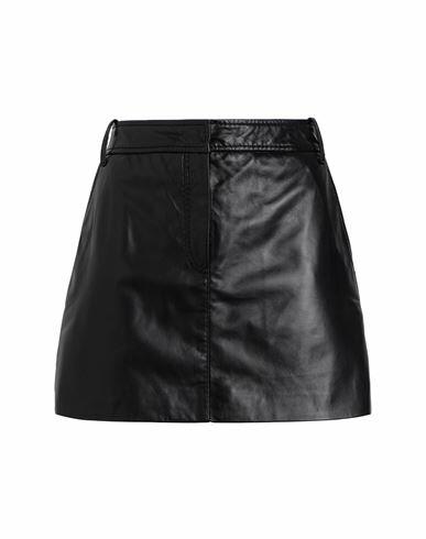 Max & co. Woman Mini skirt Black Viscose, Polyamide, Elastane, Ovine leather Cover