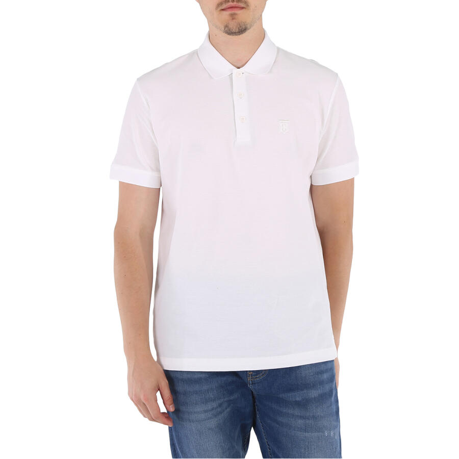 Burberry Mens Monogram Motif White Cotton Pique Polo Shirt Cover