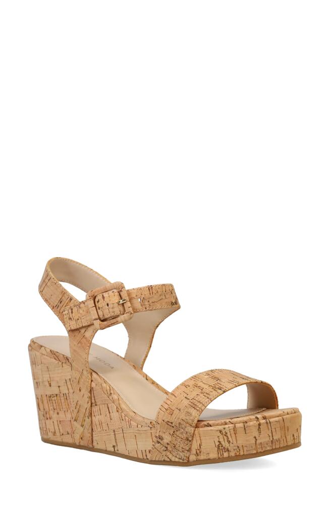 Pelle Moda Wiltz Ankle Strap Platform Wedge Sandal in Natural Cover