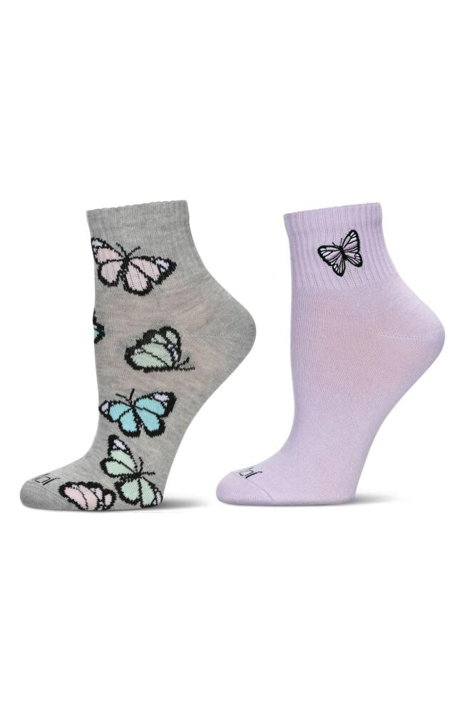 MeMoi Assorted 2-Pack Decorative Athletic Quarter Socks in Charcoal Gray/Lavender Cover