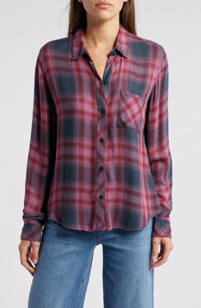 Rails Hunter Plaid Button-Up Shirt in Dusty Mauve Evergreen Cover