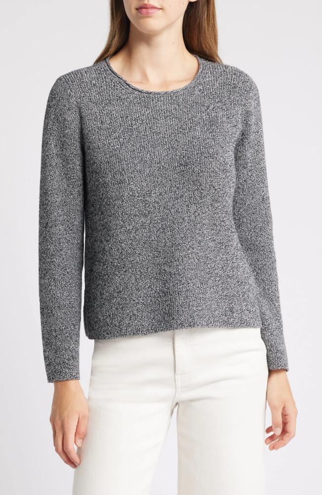 Eileen Fisher Crewneck Organic Cotton Sweater in Black/Ivory Cover