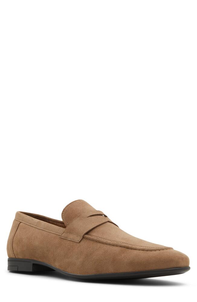 ALDO Wakith Suede Apron Toe Penny Loafer in Dark Beige Cover