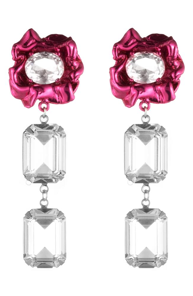 Sterling King Ada Floral Crystal Drop Earrings in Fuchsia Cover