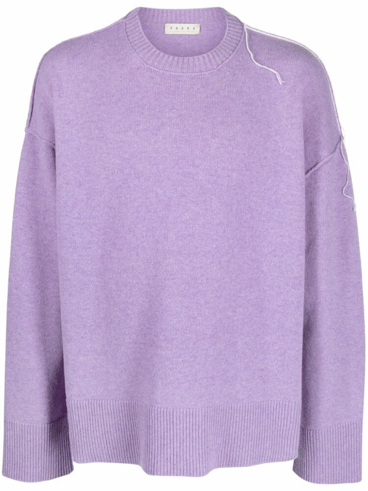 Paura contrast-stitching wool-blend jumper - Purple Cover