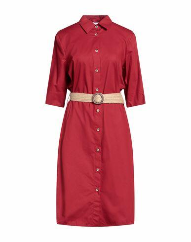 Diana Gallesi Woman Midi dress Brick red Cotton, Elastane Cover