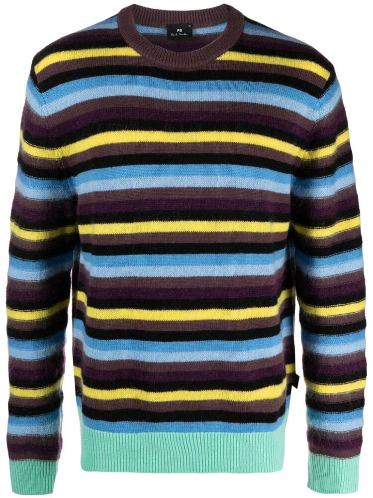 PS Paul Smith crew-neck stripe-pattern jumper - Purple Cover