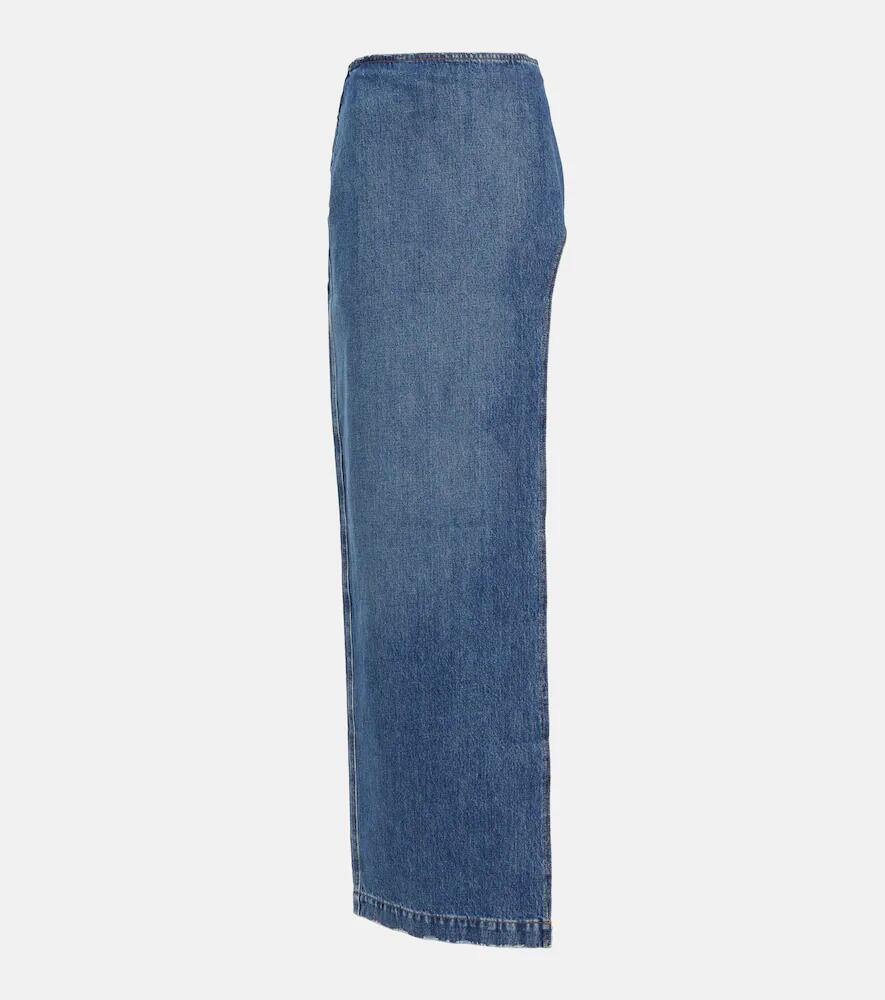 Mônot Side-slit denim maxi skirt Cover