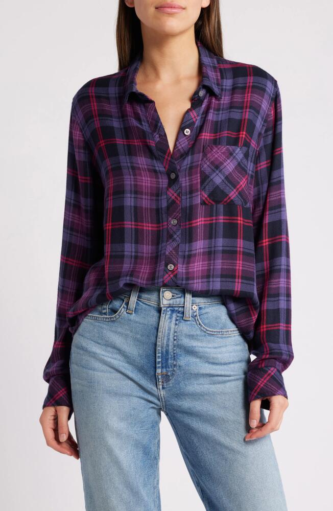 Rails Hunter Plaid Button-Up Shirt in Aubergine Magenta Cover