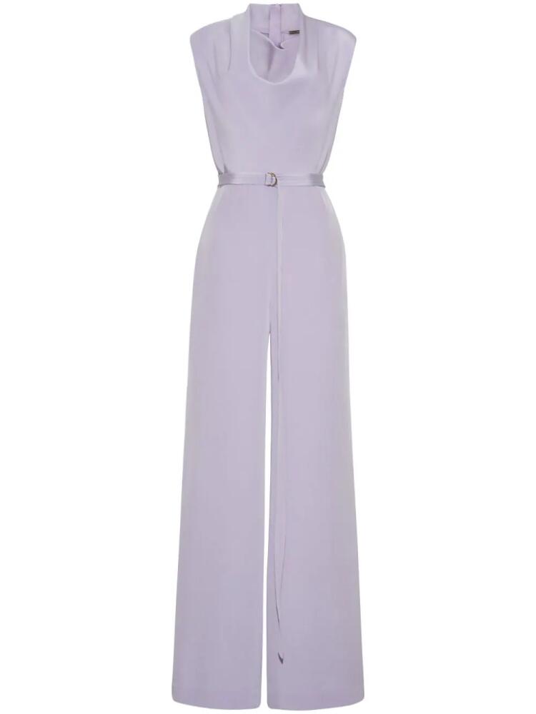 Adam Lippes Blythe silk-crepe belted jumpsuit - Purple Cover